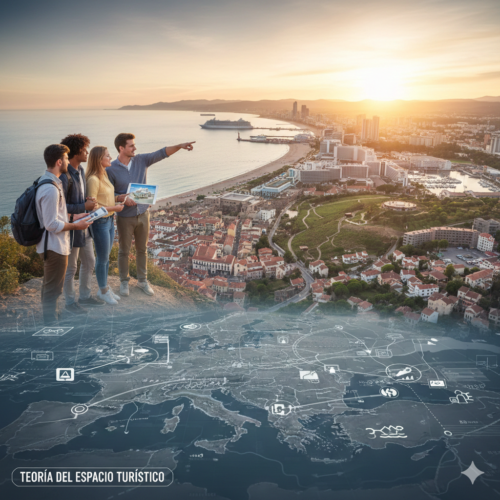 El curso "Teoría del Espacio Turístico" explora la configuración y dinámica de los destinos turísticos, analizando cómo factores geográficos, socioeconómicos, culturales y ambientales interactúan para crear espacios únicos. Se centra en el estudio de modelos teóricos y conceptuales que permiten comprender la evolución del turismo, la planificación territorial, la gestión de recursos y los impactos del desarrollo turístico en distintas escalas. En esencia, el curso busca dotar a los estudiantes de herramientas críticas para entender y participar en la creación y transformación de los espacios turísticos.